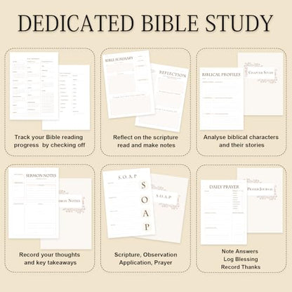 XKDOUS Linen 8.6" Bible Study Journal, Bible Notebook for Women, Khaki - color: Khaki