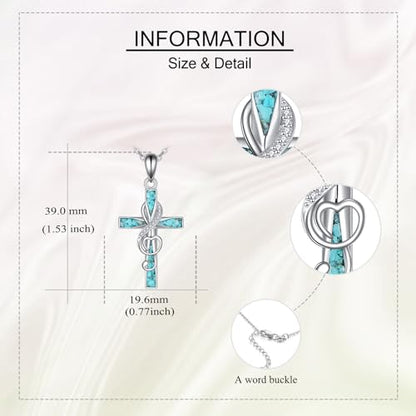 ONEFINITY Cross Necklace 925 Sterling Silver Cross Pendant Religious Jewelry Gifts - style: Music Note Cross