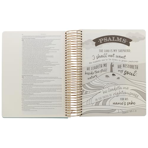 KJV Holy Bible, My Creative Bible - Illustrators Edition, King James Version, Journaling Space, Spiral Bound Hardcover Debossed Vegan Leather, Teal Blue