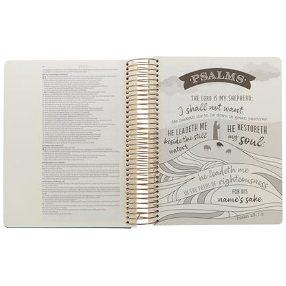 KJV Holy Bible, My Creative Bible - Illustrators Edition, King James Version, Journaling Space, Spiral Bound Hardcover Debossed Vegan Leather, Teal Blue