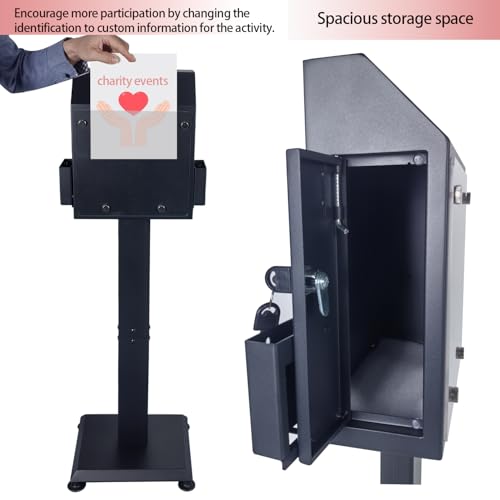 Heavy Duty Metal Suggestion Box with Stand - Locking Floor Standing Donation & Ballot Box for Church, Office, Election | Secure, Large Capacity with Sign Holder