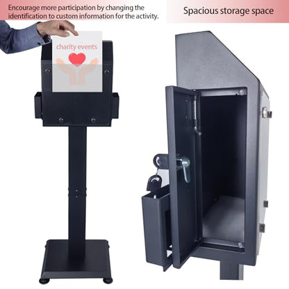 Heavy Duty Metal Suggestion Box with Stand - Locking Floor Standing Donation & Ballot Box for Church, Office, Election | Secure, Large Capacity with Sign Holder
