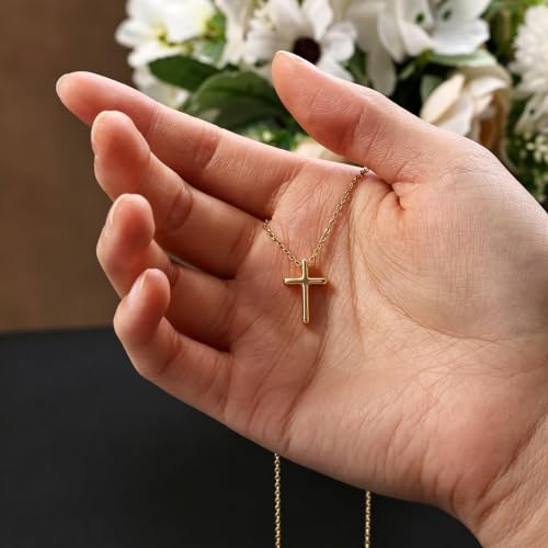 Dainty Gold Cross Necklace for Women, 14K Gold Plated Small Jesus Cross Pendant Necklace, Christian Necklace for Women, Simple Gold Necklace, Everyday Jewelry, Gold Pendant Necklace, Birthday Gift