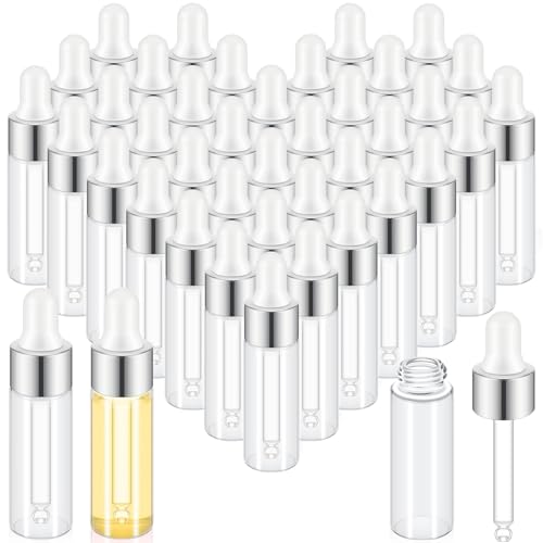 Didaey 100 Pcs Mini Glass Oil Dropper Bottle, 5 ml, Classic Silver - color: Classic Silver, size: 5 ml