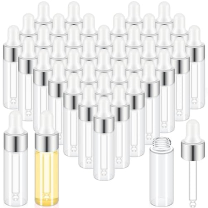 Didaey 100 Pcs Mini Glass Oil Dropper Bottle, 5 ml, Classic Silver - color: Classic Silver, size: 5 ml