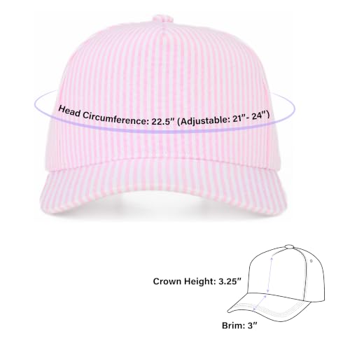 C.C Women's Criss-Cross Ponytail Trucker Hat - Snapback, One Size - color: Cotton Stripe-pink