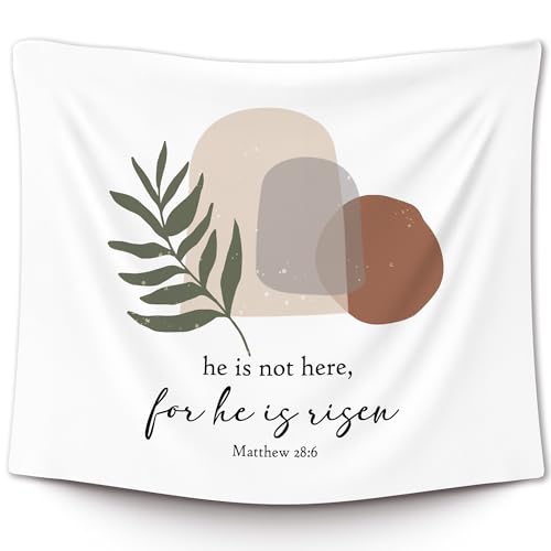 XLDLIOO Christian Easter Boho He Is Not Here for He Is Risen Wall Tapestry, Bible Verse Wall Tapestry Hanging for Bedroom, Religious Tapestries Decor Art for Prayer Church Living Room 60x50in - color: here