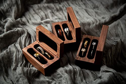 MUUJEE Ephesians 5:31 Quad Ring Box - Engraved Wooden Ring Case Box for Wedding Ceremony Ring Bearer Anniversary Birthday Valentines Gift Ideas - color: Two Become One