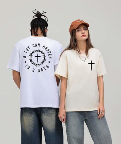 A Lot Can Happen in 3 Days Shirt, Funny Christian Shirts Men Alot Can Happen in Three Days Faith Cross Tshirt - color: Black-1, size: X-Large