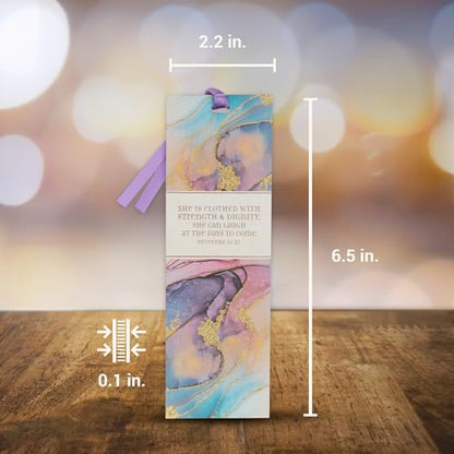 Christian Art Gifts Marble Swirl Scripture Bookmark: Strength and Dignity - style: Strength/Dignity