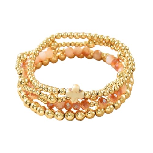 Colorful Cross Charm Bracelets for Women Men Adjustable Gold Plated Beaded Bracelet Boho Bead Ball Stretch Bracelet Birthday Summer Beach Jewelry - color: White B