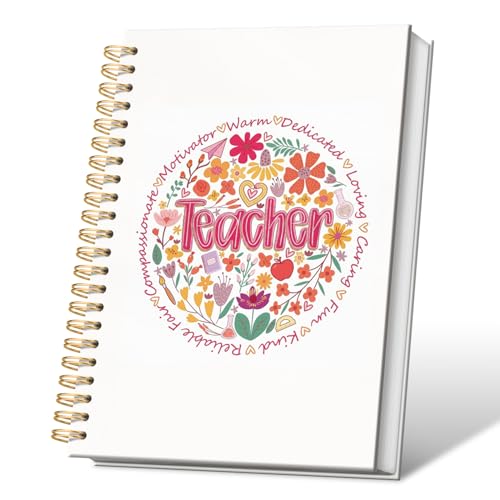 VONTP Boho Floral Teacher Spiral Notebook Journal, 5.5x8.3 Inch - color: 006-teacher