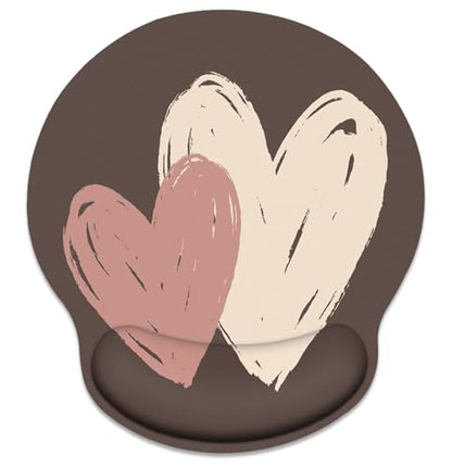 Britimes Ergonomic Mouse Pad with Wrist Support, Brown Heart Pattern - color: Brown Heart Pattern