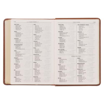 KJV Holy Bible, Compact Large Print Faux Leather Red Letter Edition - Ribbon Marker, King James Version, Saddle Tan