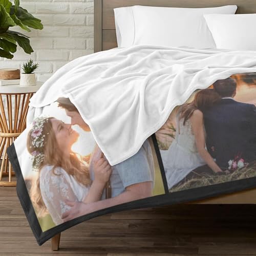 inkArts Custom Blankets with Photo, Personalized Blankets, Customized Photo Blanket, Custom Picture Blanket, Personalized Anniversary Couple Gifts for Women Men Her Him Girlfriend Boyfriend - color: 3 Photos-2