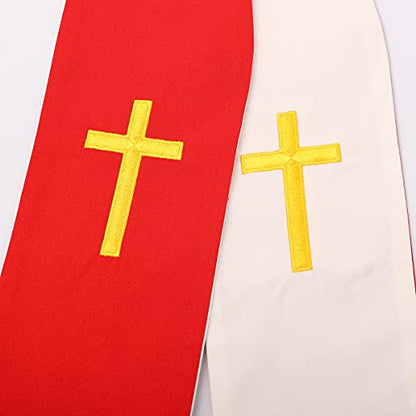 BLESSUME Church Clergy Pastor Reversible Stole - color: Red and White 1