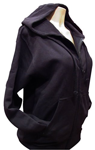 Black and Silver Rhinestone Cross and Angel Wings Black Zipper Hoodie - size: X-Large