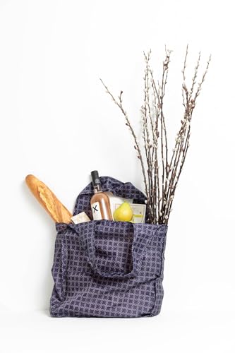 Pure Sage Reusable Grocery Bag - Stylish Shopping Bags for Groceries - Foldable Tote Bag - color: Purple 3 Medium