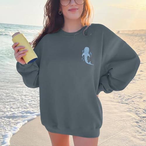 Sulayesh Christian Whale Shark Sweatshirts for Women Jesus God Bible Verse Hoodie Religious Faith Graphic Long Sleeve Shirts - color: Deep Gray, size: X-Large