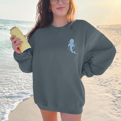 Sulayesh Christian Whale Shark Sweatshirts for Women Jesus God Bible Verse Hoodie Religious Faith Graphic Long Sleeve Shirts - color: Deep Gray, size: X-Large