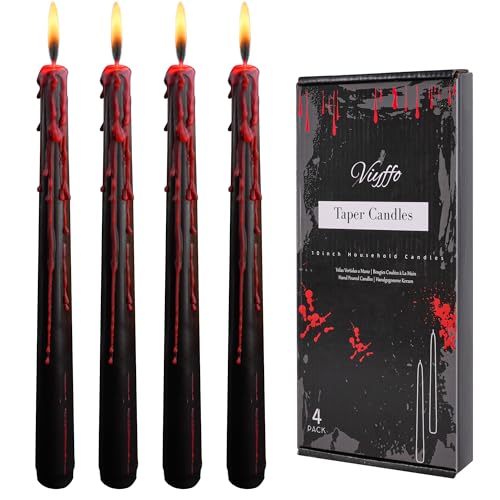 Viyffo Black Drip Taper Candles, 10 Inch Vampire Blood Bleeding Candles - color: 10 Inch Black Vampire Blood