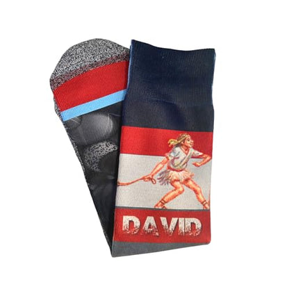 Bible Verse Socks for Kids, Christian Scripture Crew Socks, Faith Gift - color: David and Goliath