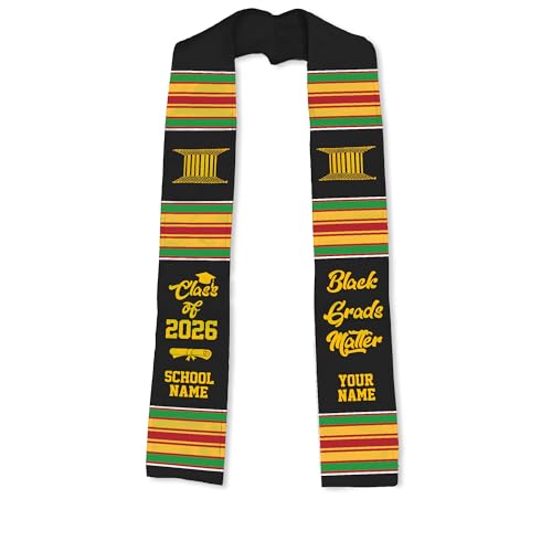 MDPrints Global Kente Graduation Sash 2026, Black Girl Magic Graduation Sash 2026, Class of 2026 Graduation Gift - color: Kente Dk06