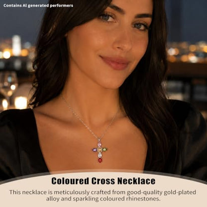 Colorful Crystal Rainbow Symbol Pendant Alloy Clavicle Necklace - color: Silver