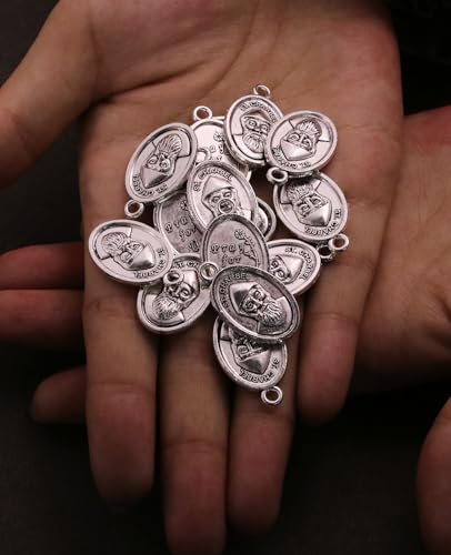 COTTVOTT Saint Therese of Lisieux/Saint Mother Teresa of Calcutta/Divine Mercy Jesus/Mater Dolorosa Patron Saint Medal Charm Pendant for DIY Rosary Necklace Bracelet Jewelry Making Part - color: 30pcs-St. Charbel