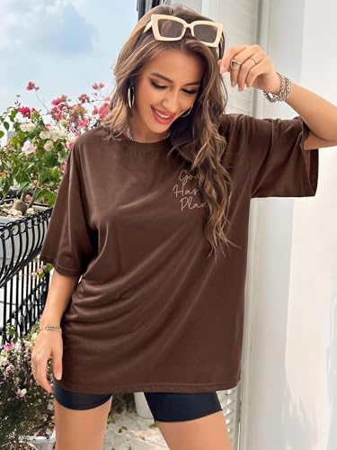 Christian Shirts for Women God is Good Shirt Oversized Jesus Faith Tshirt - color: B-brown, size: Small