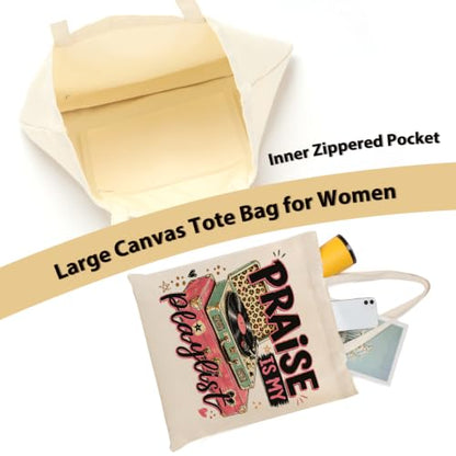 Faith Canvas Tote Bag, Christian Gifts for Women Mama Sister Inspirational Bible Verse Birthday Christmas - color: Christian 873