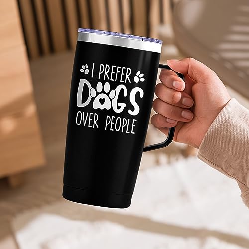 SANDJEST Funny Dog Tumbler with Handle 20oz Stainless Steel Insulated Coffee Travel Mug Cup Dogs Tumblers Dog Lovers Gifts for Men Women Birthday Christmas - color: Dog