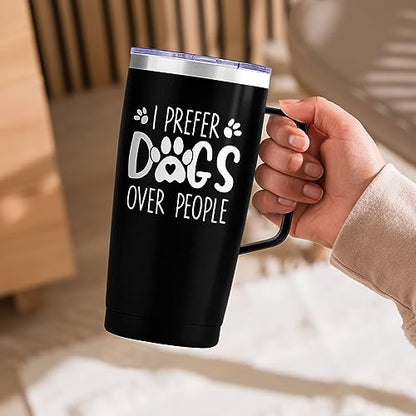 SANDJEST Funny Dog Tumbler with Handle 20oz Stainless Steel Insulated Coffee Travel Mug Cup Dogs Tumblers Dog Lovers Gifts for Men Women Birthday Christmas - color: Dog