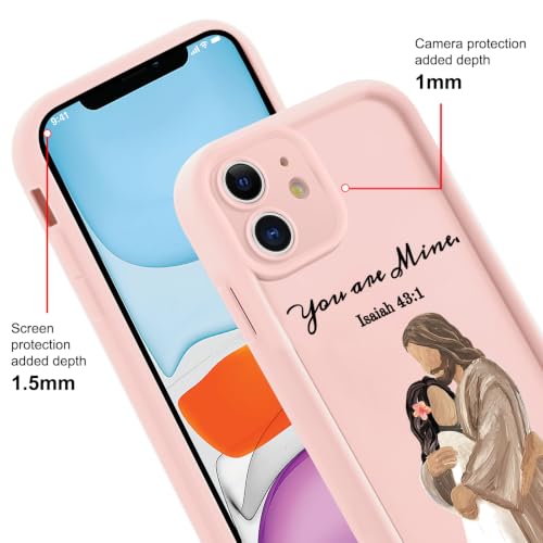 for iPhone 13 6.1'' Cute Bible Verse Hug Phone Case - color: Pink-You Are Mine, size: iPhone 13