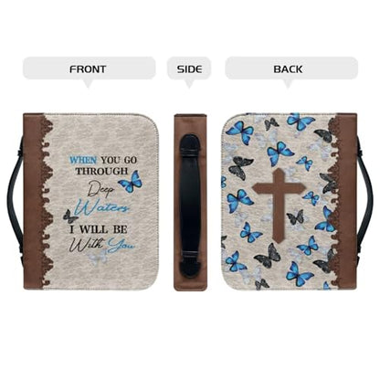 Butterfly Letters Womens Bible Covers Lightweight PU Bible Bag with Built-in Pocket & Pen Slots Bible Holder Case Book Cover Protector Scripture Church Bag Christian Gifts - color: Butterfly Letters, size: 2XL