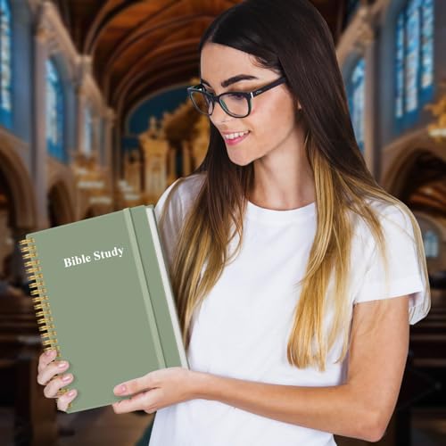 Heveboik Bible Study Journal/Notebook – Church Notes Notebook – Note Taking & Journaling Kit, 5.8" x 8.5", Green - color: Green