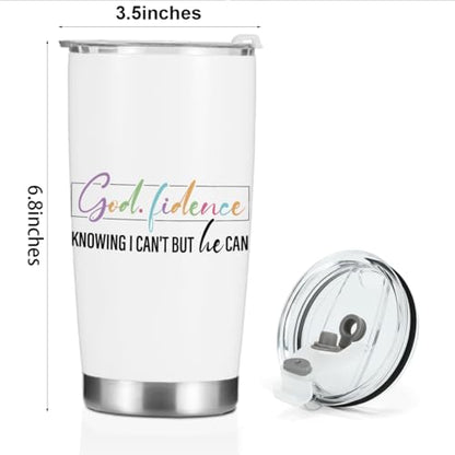 Inspirational Gifts for Women Men Mom Tumbler, Positive Bible Verse Christian Gifts Christmas Birthday Boss Day, Faith Religious Coffee Mug Stainless Steel Vacuum Insulated Double Wall Travel Cup - color: God Fidence 1226