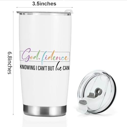 Inspirational Gifts for Women Men Mom Tumbler, Positive Bible Verse Christian Gifts Christmas Birthday Boss Day, Faith Religious Coffee Mug Stainless Steel Vacuum Insulated Double Wall Travel Cup - color: God Fidence 1226