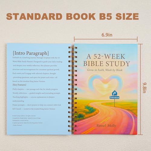 A Journey Through Scripture — A 52-Week Bible Study & Daily Reading Plan, Spiritual Companion & Journal for Women & Teens, Christian Gifts and Bible Study Supplies, Hardcover Spiral-Bound Book(6.9" x 9.8")Paper Notebooks