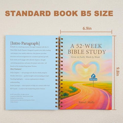 A Journey Through Scripture — A 52-Week Bible Study & Daily Reading Plan, Spiritual Companion & Journal for Women & Teens, Christian Gifts and Bible Study Supplies, Hardcover Spiral-Bound Book(6.9" x 9.8")Paper Notebooks
