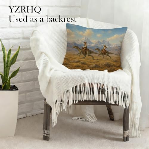 Western Cowboy Dinosaur Pillow Cover 18x18 Double-Sided - color: Color-23