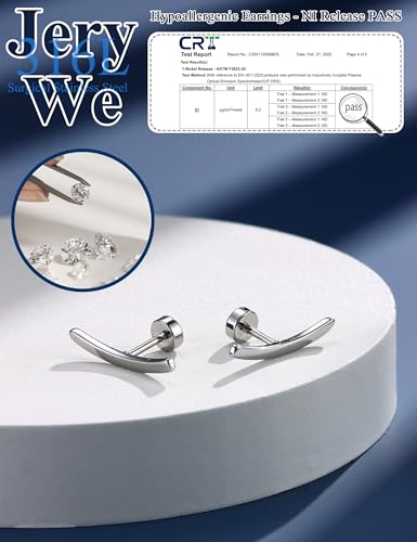 JeryWe Cartilage Earrings for Women Hypoallergenic Helix Piercing Jewelry - color: A:bar-silver filled