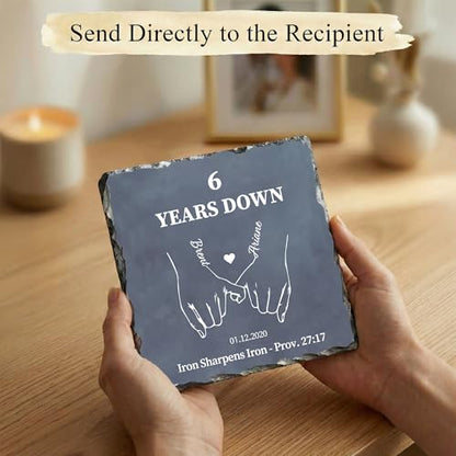 6th Iron Anniversary Keepsake for Him or Her - Traditional Stone Alternative Plaque - Personalized Slate Keepsake for Husband Wife Presents (S-232) - color: S-232