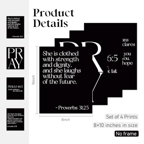 Locomiss Black Christian Modern Bible Jesus Scripture Wall Art Decor - color: Pray-black, size: 8x10 Inches