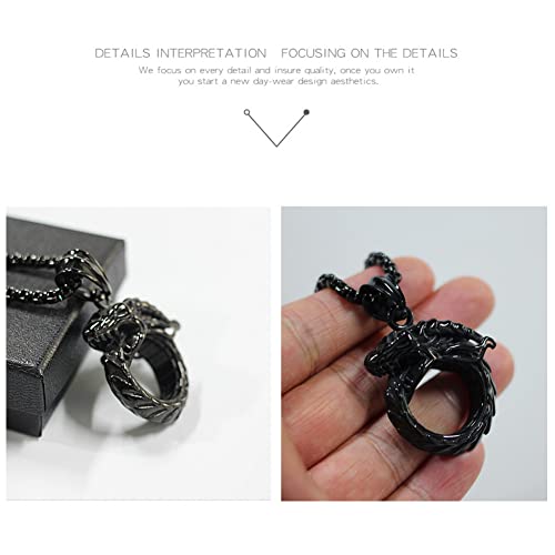 Eternity Cross Ring Pendant Necklace Stainless Steel Pendant Necklace for Men Christmas Gift for Husband,Christmas Stocking Stuffer for Him - color: Black Eternal Ring