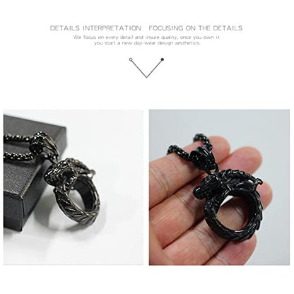 Eternity Cross Ring Pendant Necklace Stainless Steel Pendant Necklace for Men Christmas Gift for Husband,Christmas Stocking Stuffer for Him - color: Black Eternal Ring