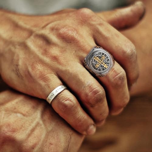 HZMAN St. Benedict Ring for Men, Exorcist Protection Prayer Ring in Stainless Steel, Comfort Fit Sizes 8-13, Gift for Son, Husband, Boyfriend