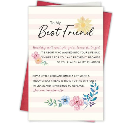 Poem Best Friend Card, Heartfelt Appreciation Card for Him Her, Friendship Gift, Because of You I Smile More - color: To My Best Friend