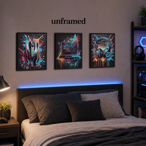 SHRNGCK Game Room Posters Set of 6 Retro Video Game Setup Wall Art Neon Gaming Gamepad Canvas Painting Prints for Teen Boys Room Bedroom 12x16 Unframed - color: Game, size: 16"L x 12"W