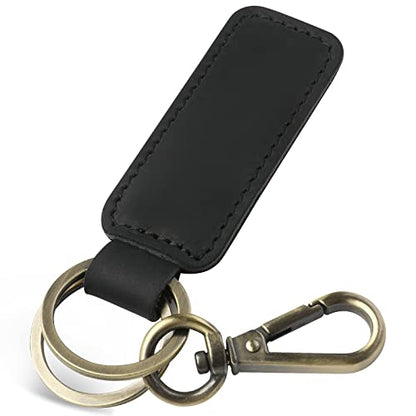 Jack&Chris Genuine Leather Car Keychain, Universal Key Fob Keychain, Leather Key Chain Holder for Men and Women, JC306 - color: Black